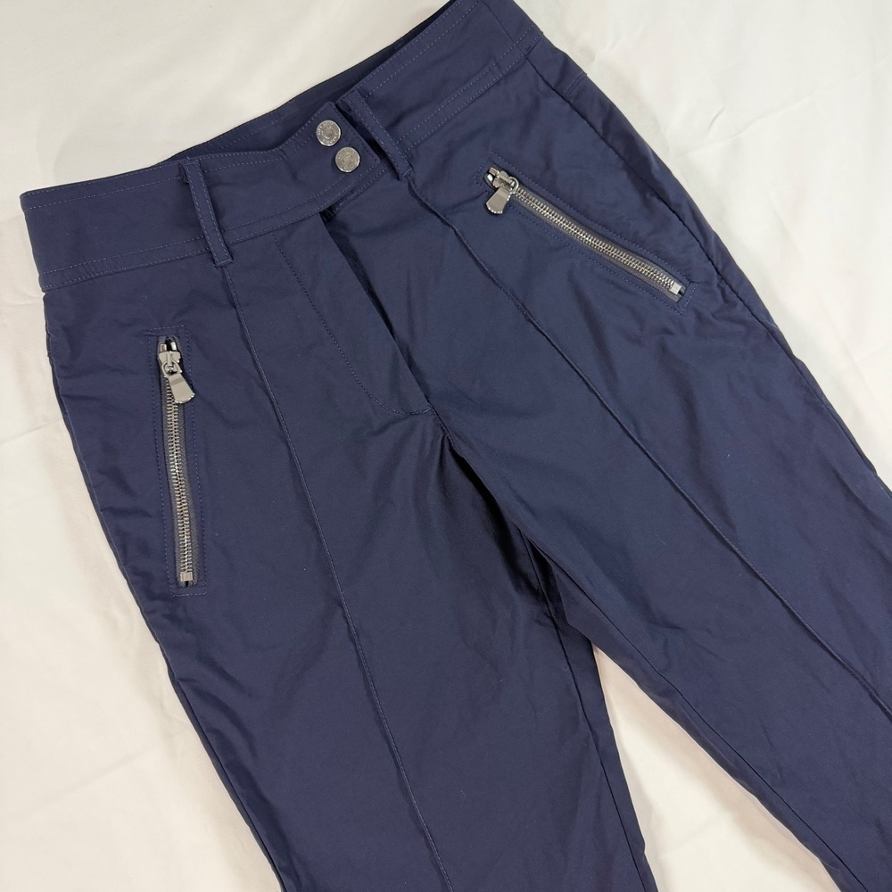 Anatomie Peggy Pant Navy Blue High‎ Rise Travel Slim Straight Leg Trousers XS